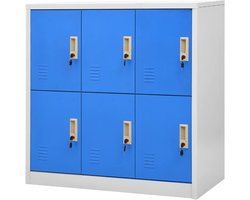 Bureaukast Metaal - Opbergkast Kantoor - Veilig Opbergen - Met 6 Deuren - 90 x 45 cm - Geel Grijs