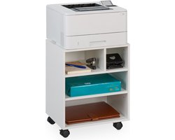 bureaukast op wielen - 4 open vakken - 49x40x30 cm - printerkast - halfhoog