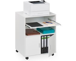 bureaukast op wielen - met toetsenbord lade - deuren - 74 x 60 x 48 cm - printertafel