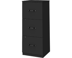 Bureaukast - Opbergkast Dossierkast - Papieren Organiseren - 3 Afsluitbare Laden - 103 cm Hoog - Zwart