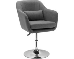 Bureaukruk - 57x57x77,5-87 cm - Draaibaar en In Hoogte Verstelbaar - Polyester en Staal - Donkergrijs