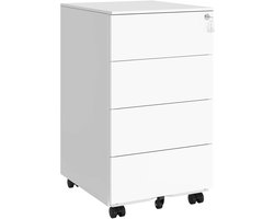 Bureaulades Met Slot - Wit - Bureau - Bureau Met Lades - Bureaus - Ladeblok Op Wieltjes - 4 Lades - Opbergbox - Ladekast - Lade Organizer - Laden
