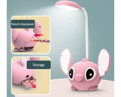 Bureaulamp Disney Lilo & Stitch LED-bureaulamp met puntenslijper Opvouwbare lamp Leuke bureaulamp USB oplaadbaar Stitc Roze