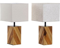 Bureaulamp DKD Home Decor 25,5 x 25,05 x 52 cm Spar Natuurlijk Beige Metaal Crème 220 V 60 W 25 x 25 x 21 cm (2 Stuks)