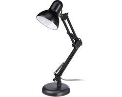 Bureaulamp flexibele arm leeslamp van metaal - retro stijl - E27-fitting - HBD:50 x 50 x 28 x 15 cm - zwart