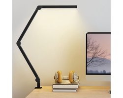 Bureaulamp, instelbare helderheid en kleur, metalen klem, 96 leds, zwart
