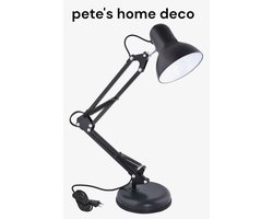 bureaulamp-Klassieke bureaulamp-retro verstelbaar-60W-bureaulampen-zwart-met clip en voet-leeslamp-lamp-nachtkastlamp-werklamp-led-tafellamp-Pete's Home Deco