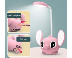 Bureaulamp LED-bureaulamp met puntenslijper Opvouwbare lamp Leuke bureaulamp USB oplaadbaar Roos