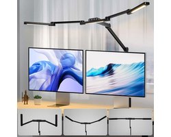 Bureaulamp LED Dimbaar 105cm 24W klembare dubbele kop Touch Monitor Lamp- 5 kleurtemperatuur helderheidsniveaus- Daglicht Lamp- architecten Home Office