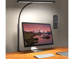 Bureaulamp led dimbaar daglicht - USB oplaadbaar - 10 kleurenfuncties - Daglichtlamp - met Afstandsbediening - Lichttherapielamp - Hobby lamp voor schilderen, puzzelen – UV-Vrij - Tafellamp/lamp staand - Zwart