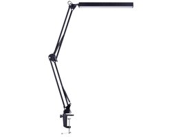 Bureaulamp led-Oogverzorgende - Verstelbare zwenkarm - Bureaulamp met klem-3 kleurmodi-10 helderheidsniveaus -12W-Bureaulamp zwart
