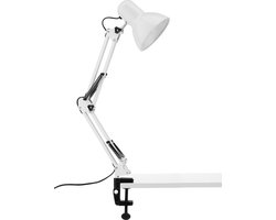 Bureaulamp Leeslamp Tafellamp met schroefklem - E27 fitting - wit