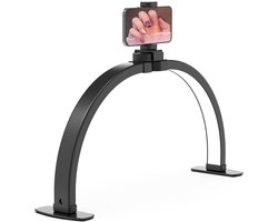 Bureaulamp -Manicurelamp -Bureaulamp voor Nagelstylist-Half Moon Lamp-Grote LED Boog Nagel Tech Tafellamp met Telefoonhouder -3 Modi Verlichting -zwart