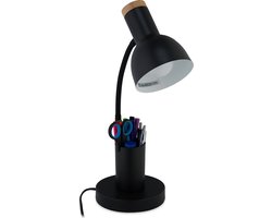 Bureaulamp met pennenbak - metaal - E27 - met snoer - zwart
