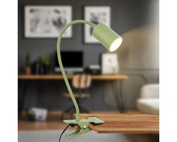 Bureaulamp met snoerschakelaar - warm witte lichtkleur - draaibaar - stekker - leeslamp - klemlamp - bedlamp - leeslampje - voor kinderen - 40cm hoog - groen