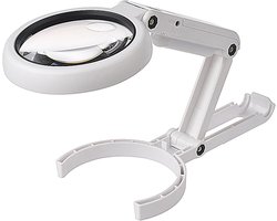 Bureaulamp met vergrootglas - 5x/11x opvouwbare loeplamp - Lens met een diameter van 75 mm - Met 8 ledlampjes - Dubbel verstelbaar - Tafellamp met loep voor lezen, hobby's, sieraden maken en werkbanken - Wit
