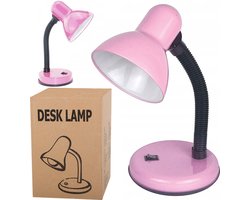 Bureaulamp metaal roze zwart - buigzame poot - kinder tafellamp
