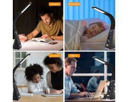 Bureaulamp tafellamp bedlampje LED dimbare wekker thermometer klok