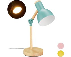 bureaulamp - verstelbaar - retro - hout - metaal - e14 fitting - 45,5 x 14,5 cm - groen