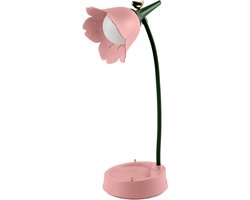 Bureaulamp voor kinderen, dimbare led-tafellamp met 3 kleurtemperaturen, oplaadbare bureaulamp met aanraaksensor en flexibele arm, USB-bedlampje voor lezen, leren (roze)