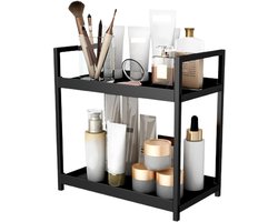 Bureauplank - Badkamerplank, Opbergrek voor make-upkwasten | Ruime bureau-boekenkast met compartimenten, multifunctioneel boekenrek, klein bureau-rek voor keuken en badkamer