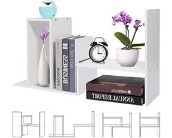 Bureaurek Organizer - Opzetkast Bureau - Werkplek Organiseren - Verstelbare Lengte - 30-60 cm - Wit