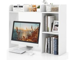 Bureaurek, tafelrek met 4 planken en open vak, opbergsysteem, multifunctionele tafelorganizer voor bureau