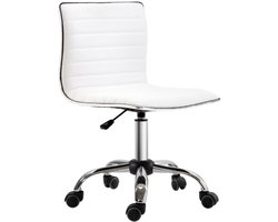 Bureaustoel 48×52×90 cm, Wit, Relaxstoel, Computerstoel, Vergaderstoel, Make-upstoel, Eenvoudig voor Thuisgebruik, Verstelbare Hoogte, Met Rugleuning