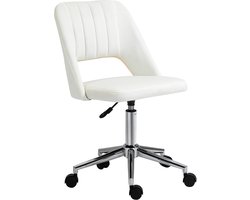 Bureaustoel, 49×60×79-91 cm, metalen ondersteuning, computerstoel, make-upstoel, stoel, eenpersoonsstoel en werkstoel, 360° draaifunctie, in hoogte verstelbaar, geschikt voor studeerkamer en slaapkamer