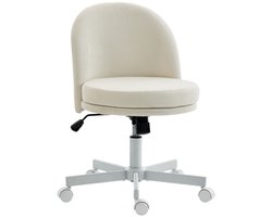 Bureaustoel 58 × 57 × 73-83 cm beige metaal computerstoel voor thuis bureaustoel make-upstoel stoel 360° draaifunctie eenvoudig ontwerp voor kantoor slaapkamer kaptafel