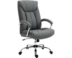 Bureaustoel, 65×78×110-118 cm, grijs, metalen ondersteuning, computerstoel, stoel, bureaustoel, studeerstoel en leesstoel, 360° draaifunctie, met wielen, gemakkelijk te verplaatsen, geschikt voor studeerkamer en kantoor