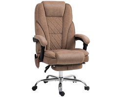 Bureaustoel 72 × 67 × 119 cm Bruin Metalen frame met massagefunctie, draaibaar, met armleuningen, in hoogte verstelbaar en voorzien van wielen, comfortabel en stabiel, gemakkelijk schoon te maken, geschikt voor thuis en kantoor.