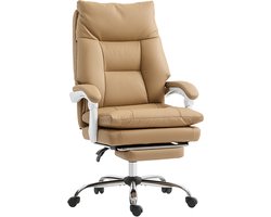 Bureaustoel, 76×65×113–121 cm, lichtbruin, metaal, computerstoel, stoel, eenpersoonsstoel, armstoel, leesstoel en loungestoel, in hoogte verstelbaar, praktisch en decoratief, geschikt voor kantoor, studeerkamer en thuisgebruik