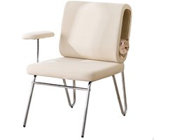 Bureaustoel 77×70×89cm Lounge Stoel Beige Metaal Met Kattenmand Krabbestendig Breed Zitvlak Verwisselbare Armleuningen Huisdiervriendelijk Ergonomisch Ontwerp