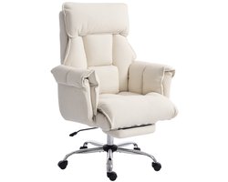 Bureaustoel 80x80x106-114cm Wit Metaal computerstoel leesstoel relaxstoel fauteuil stoel met verstelbare hoogte 360° draaifunctie en voetensteun geschikt voor kantoor studeerkamer en slaapkamer