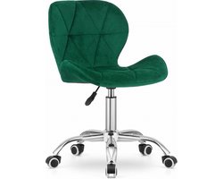 Bureaustoel AVOLA DORY-21 Groen, Velvet Zitting, Ergonomisch en Verstelbare Zithoogte, 5-Poot Chrome Basis, Geschikt voor Thuis en Kantoor, Max. 110 kg