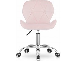 Bureaustoel AVOLA DORY-21 Roze, Velvet Zitting, Ergonomisch en Verstelbare Zithoogte, 5-Poot Chrome Basis, Geschikt voor Thuis en Kantoor, Max. 110 kg