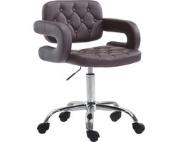 Bureaustoel - Barkruk - Chesterfield - In hoogte verstelbaar - Kunstleer - Bruin - 62x55x90 cm
