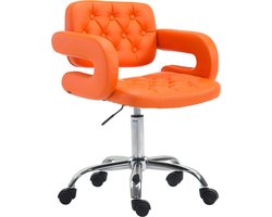 Bureaustoel - Barkruk - Chesterfield - In hoogte verstelbaar - Kunstleer - Oranje - 62x55x90 cm