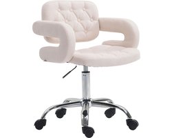 Bureaustoel - Barkruk - Chesterfield - In hoogte verstelbaar - Polyester - Crème - 62x55x90 cm