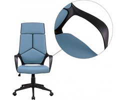 Bureaustoel - Blauwe Stof - Design Directiestoel - Draaistoel met kantelmechanisme en armleuningen