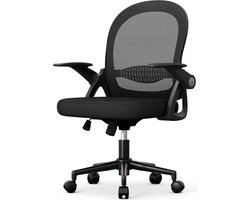 Bureaustoel - Bureaustoel met Lendensteun - Ergonomische Ademende Mesh Stoel - Draaistoel Verstelbare Armleuningen en Hoogte voor Thuiskantoor - Zwart
