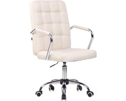 Bureaustoel - Bureaustoel voor volwassenen - Design - In hoogte verstelbaar - Stof - Crème - 56x60x103 cm