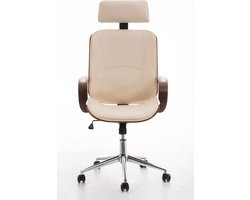 Bureaustoel - Bureaustoel voor volwassenen - Hoofdsteun - Hout - Crème - 70x70x125 cm