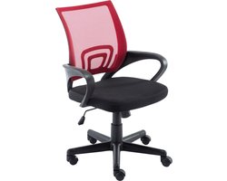 Bureaustoel - Bureaustoel voor volwassenen - Modern - Ergonomisch - In hoogte verstelbaar - Gaas - Rood/zwart - 56x54x100 cm