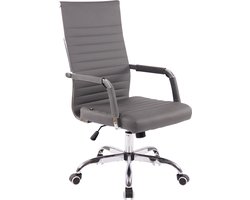 Bureaustoel - Bureaustoelen voor volwassenen - Design - Gewatteerd - Kunstleer - Grijs - 58x66x115 cm