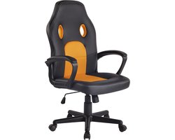 Bureaustoel - Bureaustoelen voor volwassenen - Design - In hoogte verstelbaar - Kunstleer - Geel/zwart - 61x59x116 cm