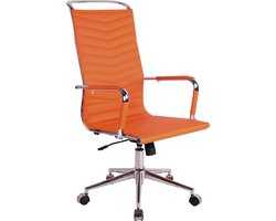 Bureaustoel - Bureaustoelen voor volwassenen - Hoge rugleuning - In hoogte verstelbaar - Kunstleer - Oranje - 57x65x120 cm