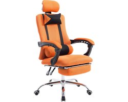 Bureaustoel - Bureaustoelen voor volwassenen - Voetensteun - Hoofdsteun - Stof - Oranje - 60x155x130 cm