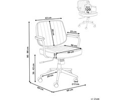 Bureaustoel Casa Velluto Berne Vintage – Retro Bureaustoel Bruin Kunstleer – Ergonomische Draaistoel met Kantelfunctie en Verstelbare Hoogte – Comfortabele Kantoorstoel voor Thuiswerk, Bureau en Werkplek